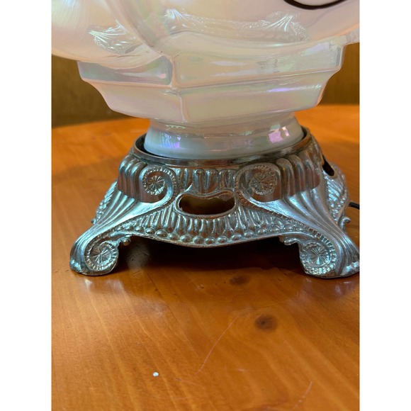 Vintage Iridescent Glass Lamp with Raised Accents - Picture 8 of 10